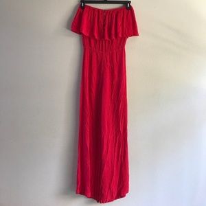 cleobella red strapless  jumpsuit